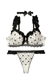 whip❤︎bunny Ballet Ribbon Argyle Choker Bra&T back