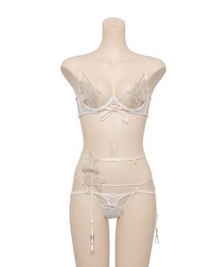 LINGERIEAM スキンフラワー ブラ＆Ｔバック＆ガーター セット