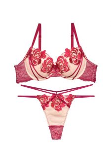 Reinest ディープクラシックローズブラジャー&バック透けTバックショーツ [