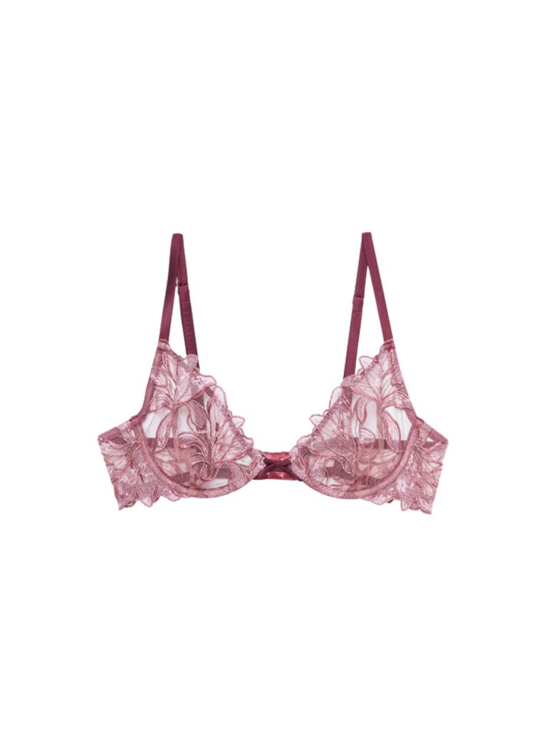 Fleur du Mal Lily Embroidery Plunge Demi Bra