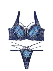 Reinest エターナルディープフラワー育乳脇高★魔法のブラジャー&バック透けTバックショーツ