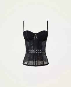 TWINSET Padded tulle and lace bustier