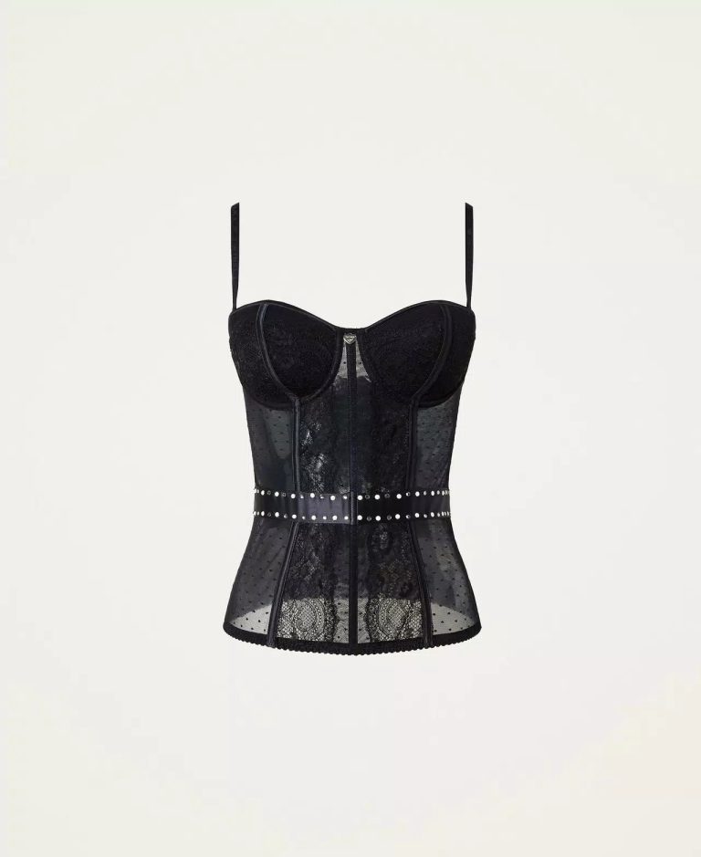 TWINSET Padded tulle and lace bustier