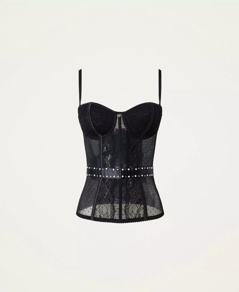 TWINSET Padded tulle and lace bustier