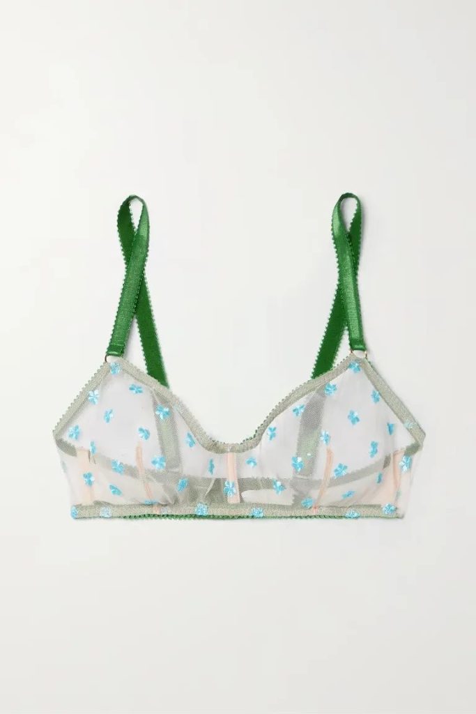 DORA LARSEN Lumi Embroidered Recycled Tulle Bra