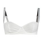 Stella McCartney Women's Logo Tape Cotton Balconette Bra In White