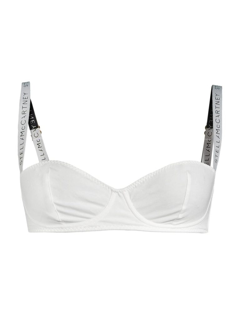 Stella McCartney Women's Logo Tape Cotton Balconette Bra In White
