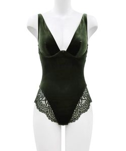 ANNEBRA Velvet ベロア×レースボディースーツ